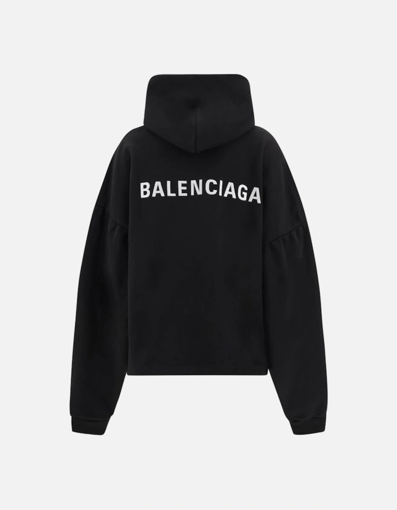 Iconic Logo Hoodie with Adjustable Hood and Pouch Pocket Women - Black