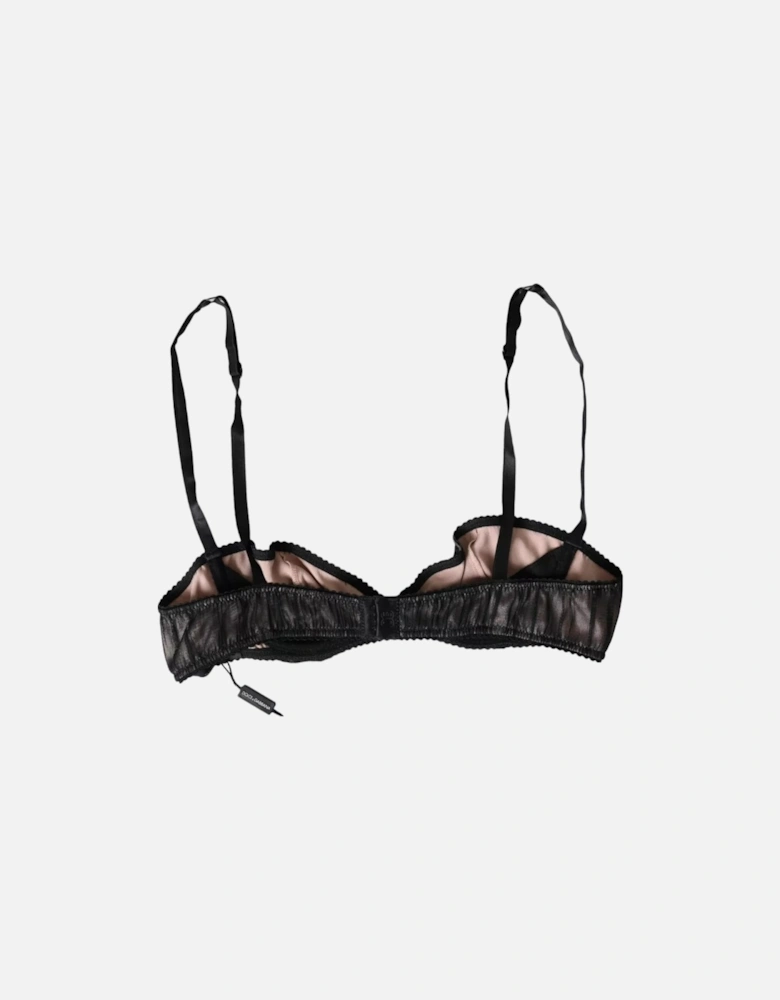 Silk Stretch Balconcino Bra with Logo Details Women - Black Underwear
