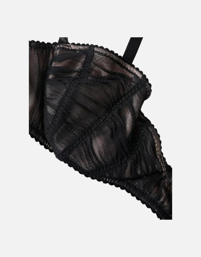 Silk Stretch Balconcino Bra with Logo Details Women - Black Underwear