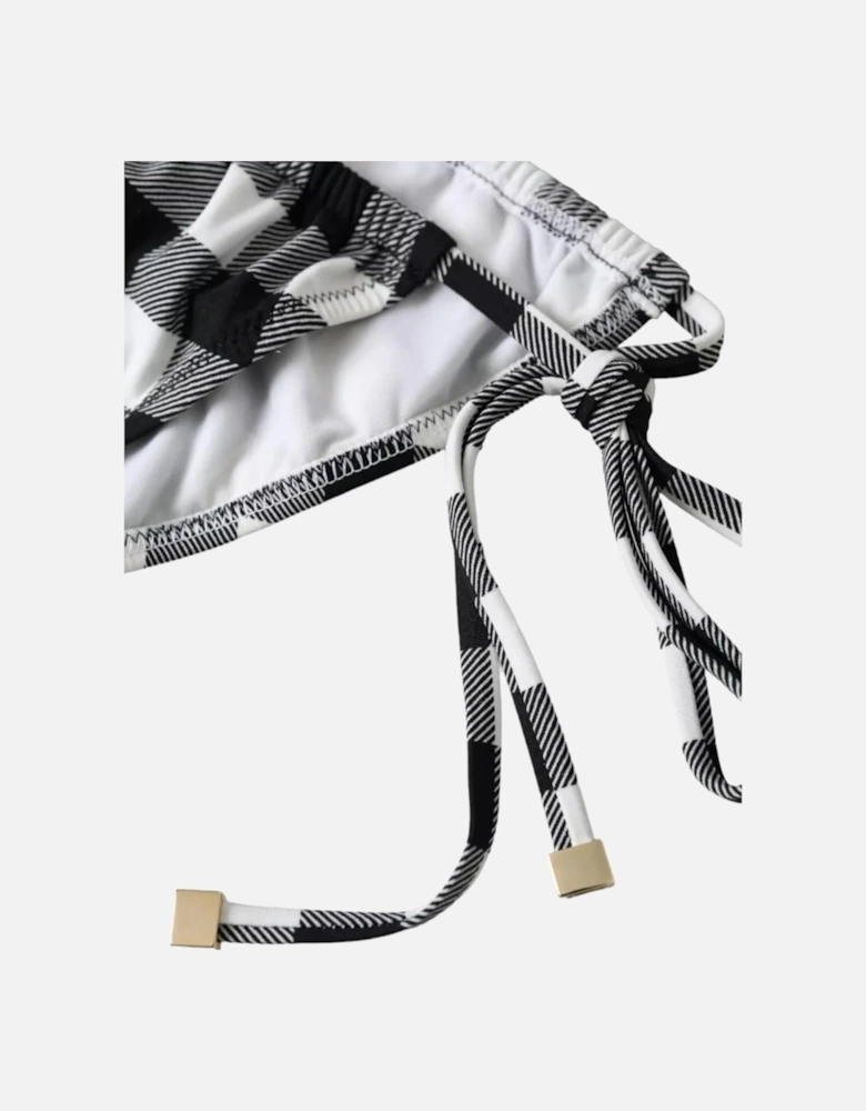 Checkered Bikini Bottom Swimwear Women - Black And White