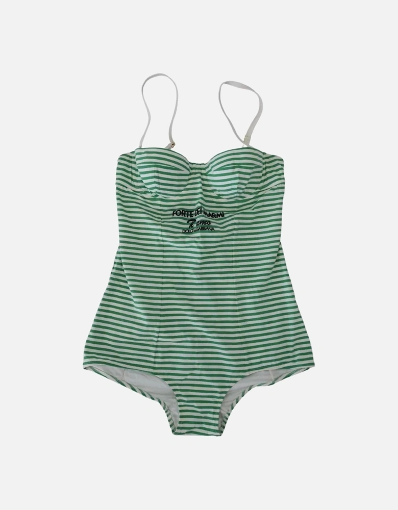 Tie Dye Cotton Stretch Briefs with Logo Women - Green Swimwear