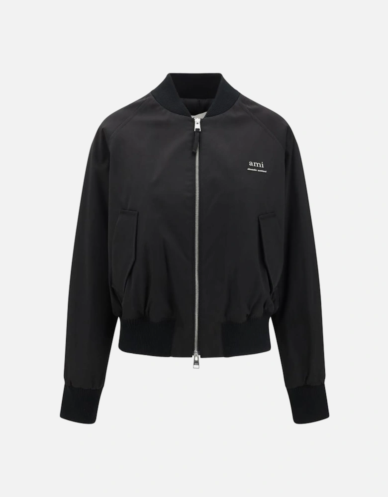 Loose Bomber Jacket with Double-Slider Zipper Women - Black Jackets