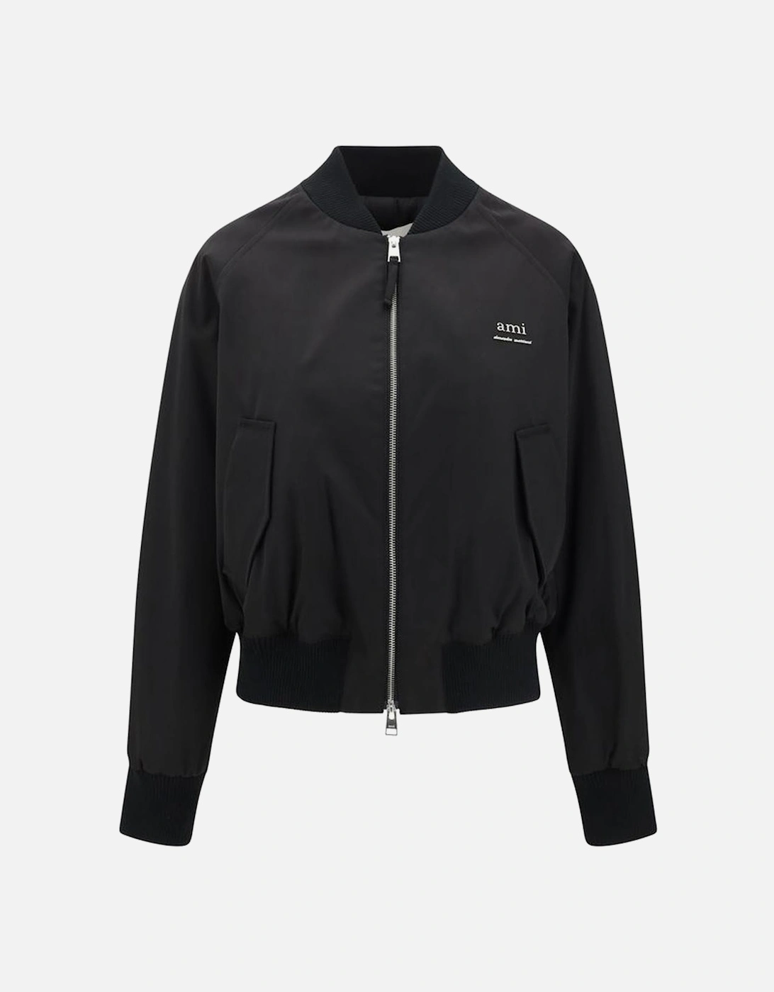 Loose Bomber Jacket with Double-Slider Zipper Women - Black Jackets, 4 of 3