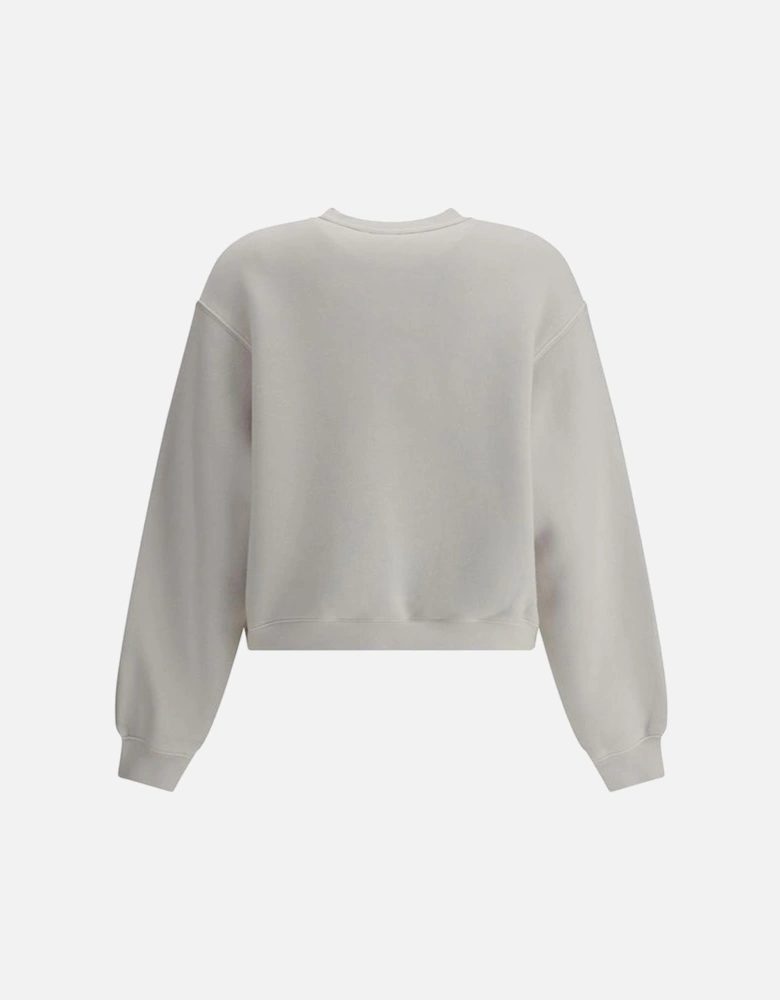 Graphic Monogram Ribbed Crew Neck Sweatshirt Women - White Sweaters