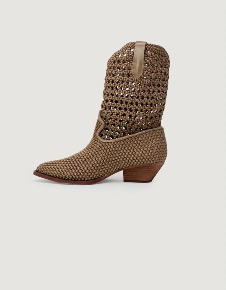 Beige Leather Boot Women