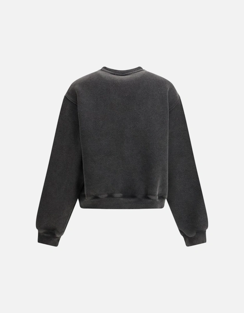 Graphic Monogram Cotton Sweatshirt with Ribbed Trim Women - Black