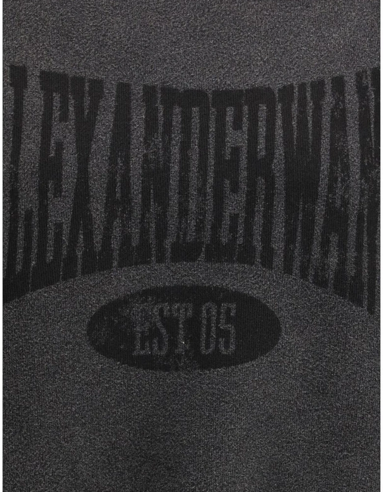 Graphic Monogram Cotton Sweatshirt with Ribbed Trim Women - Black