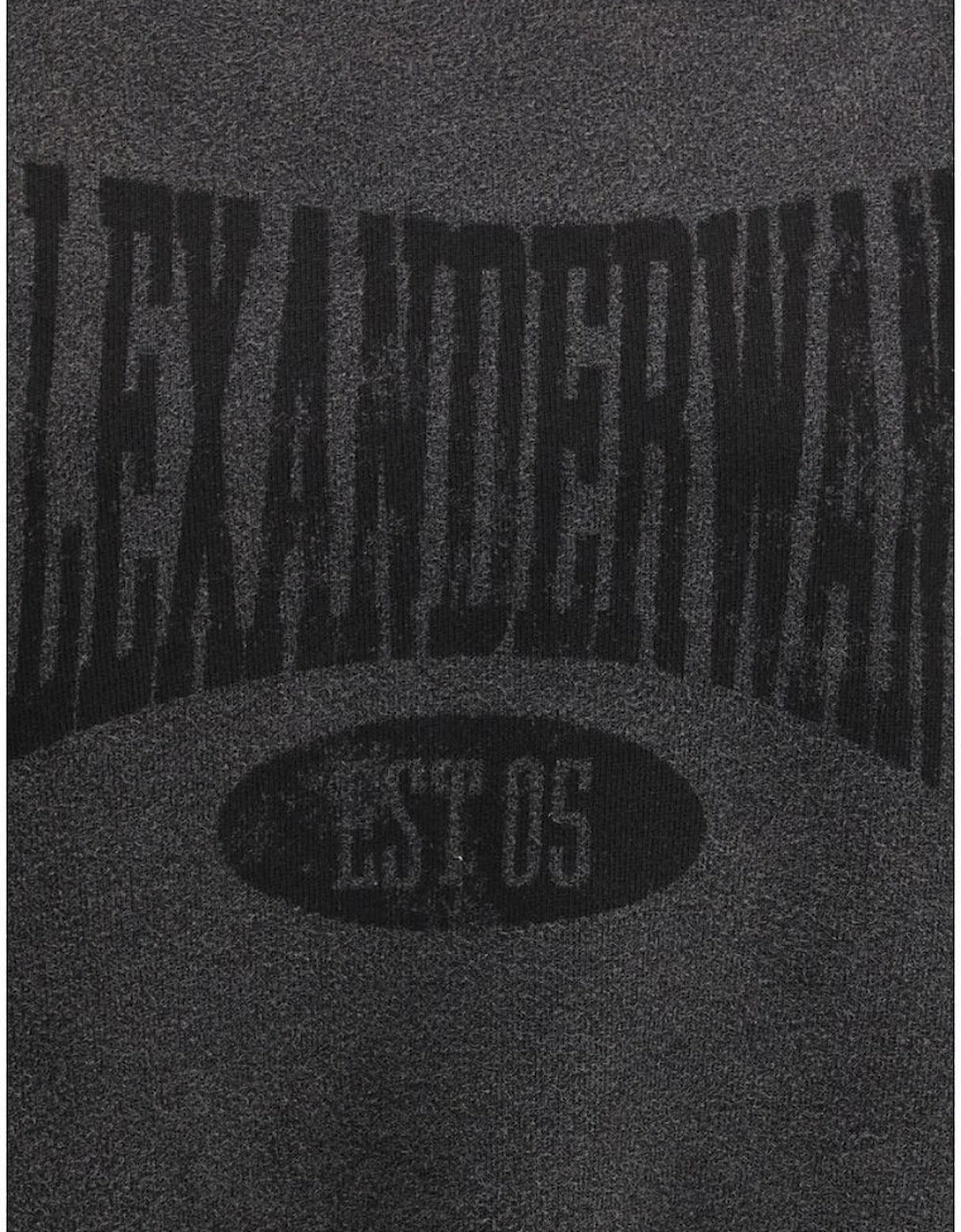 Graphic Monogram Cotton Sweatshirt with Ribbed Trim Women - Black