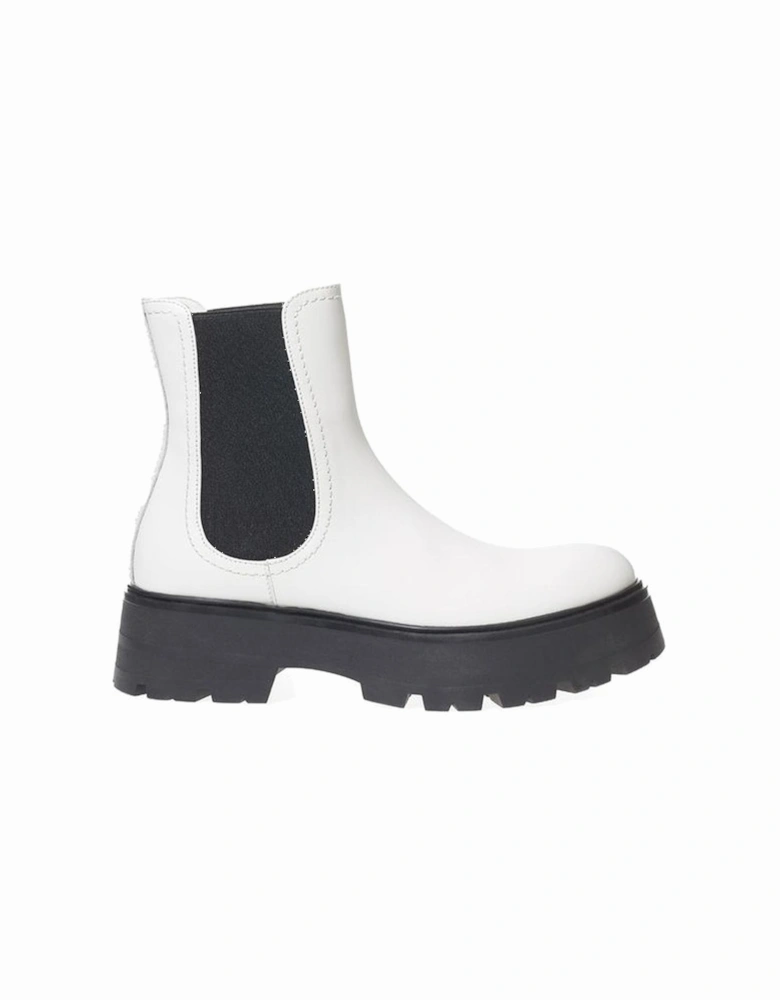 Elegant Monochrome Leather Boots Women - Black And White