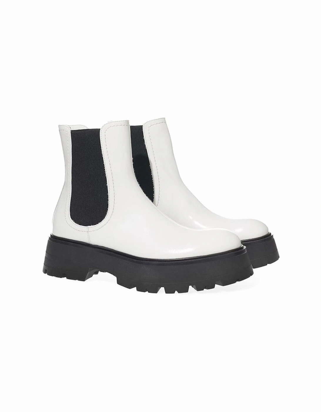 Elegant Monochrome Leather Boots Women - Black And White