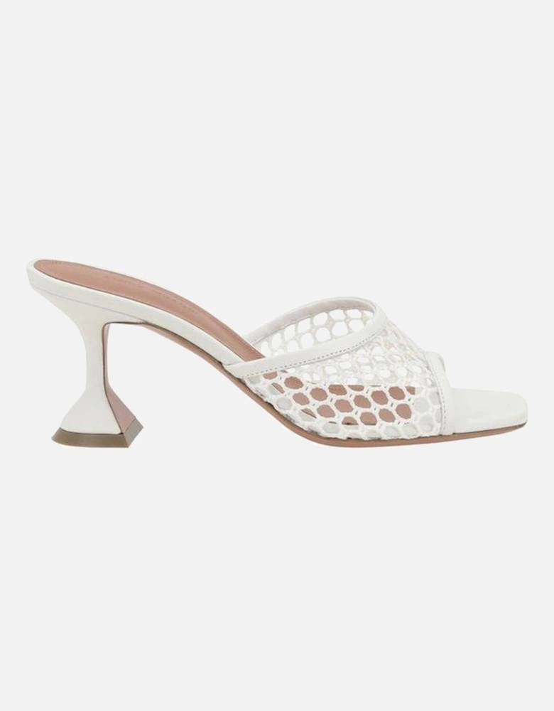 Lupita Sandals with Perforated Strap and Geometric Heel Women - White