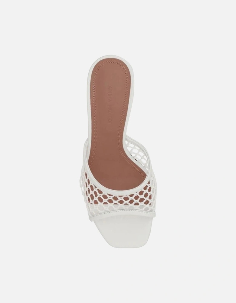 Lupita Sandals with Perforated Strap and Geometric Heel Women - White