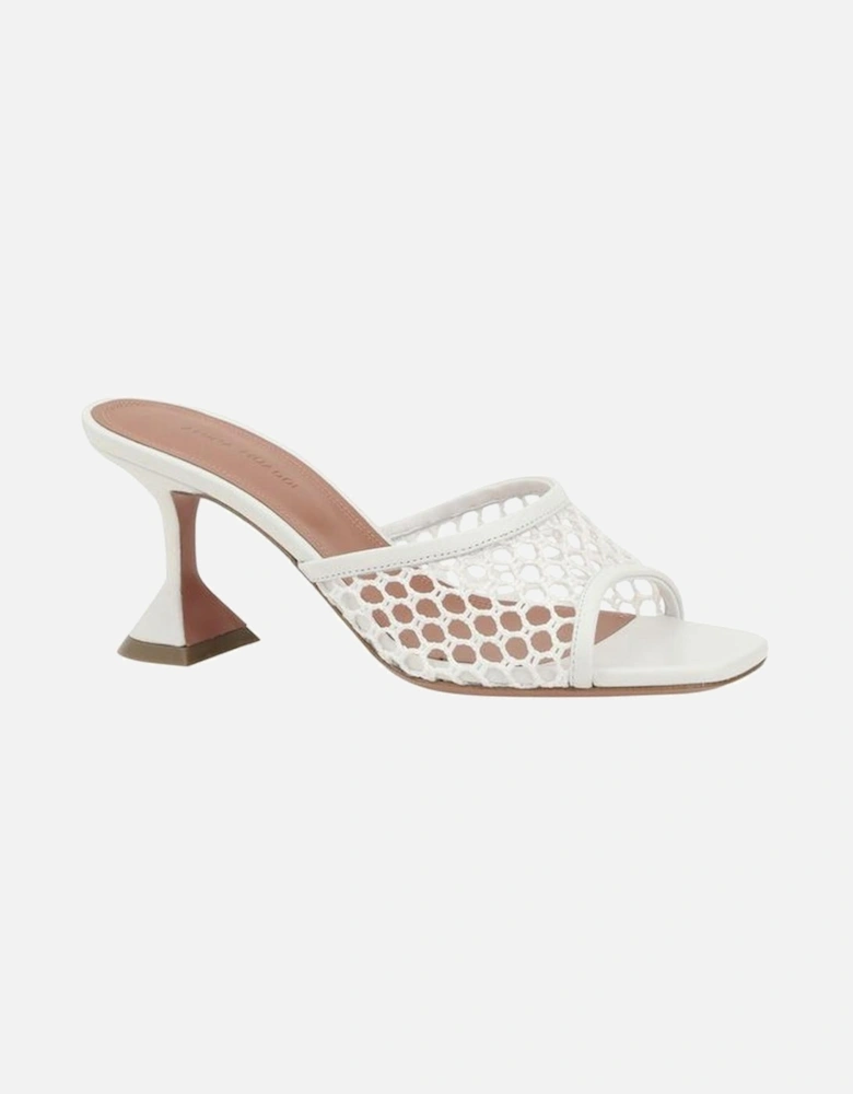 Lupita Sandals with Perforated Strap and Geometric Heel Women - White