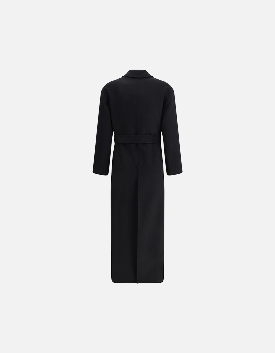Long Robe Coat with Classic Lapel and Sash Women - Black Jackets