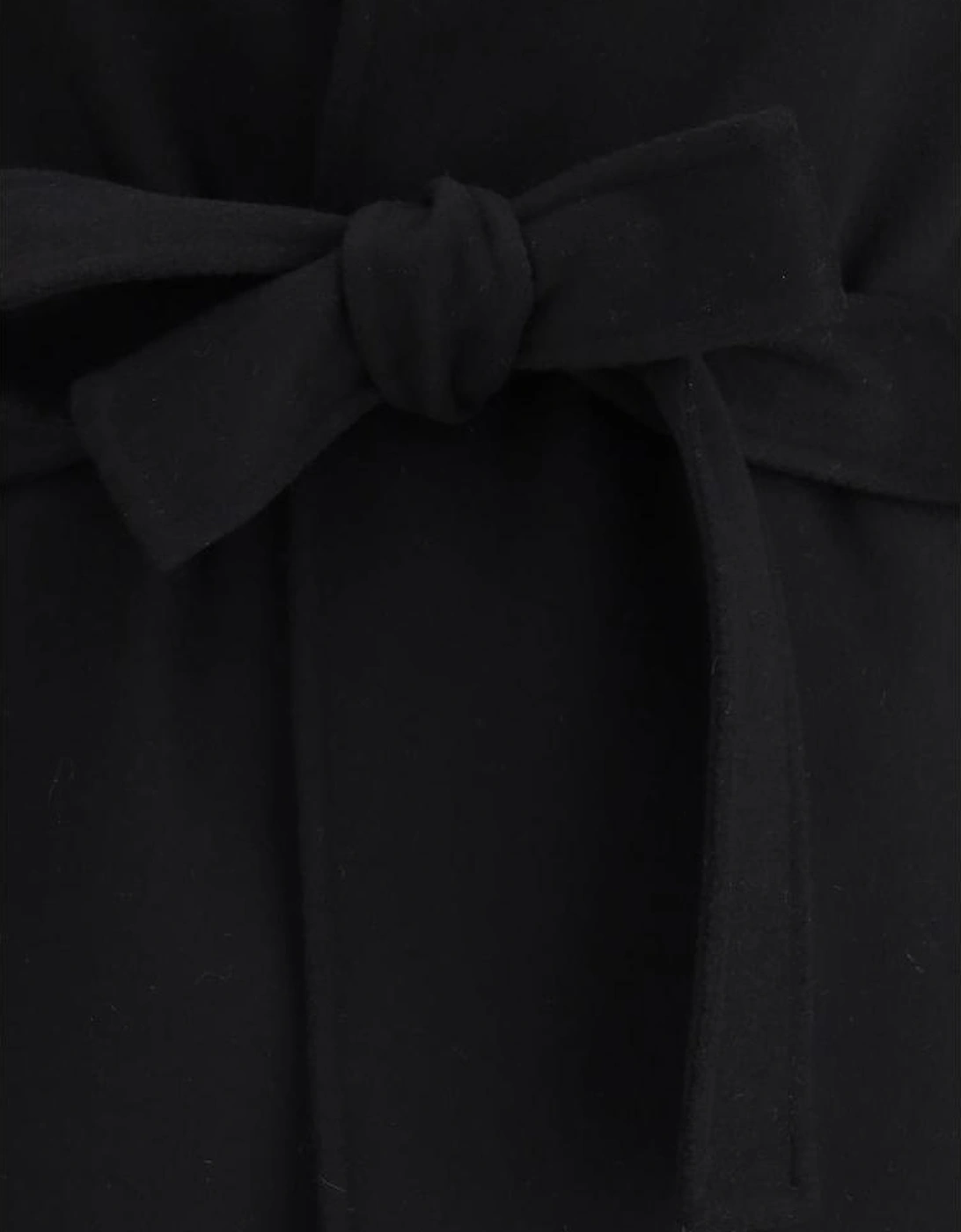 Long Robe Coat with Classic Lapel and Sash Women - Black Jackets
