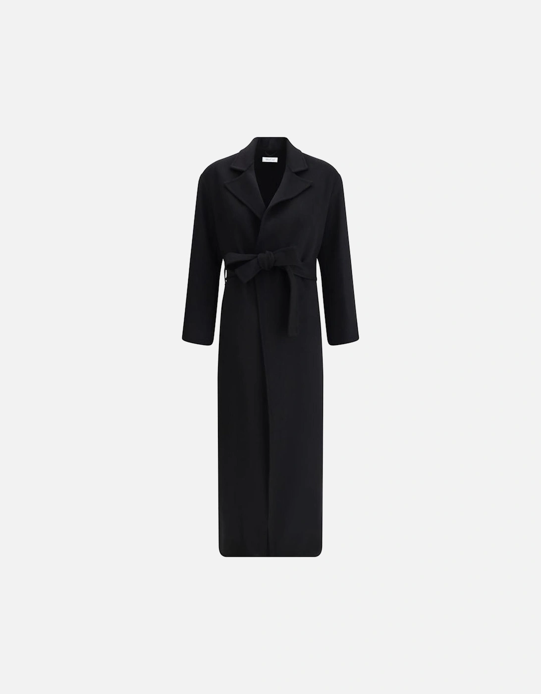 Long Robe Coat with Classic Lapel and Sash Women - Black Jackets, 4 of 3