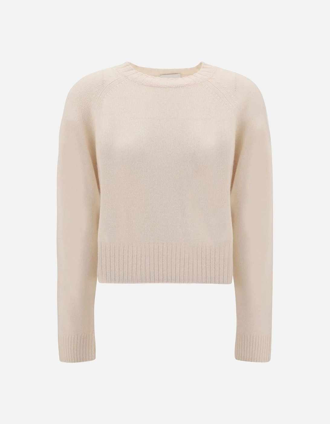Cashmere Sweater with Ribbed Crew Neck Women - Cream, 4 of 3