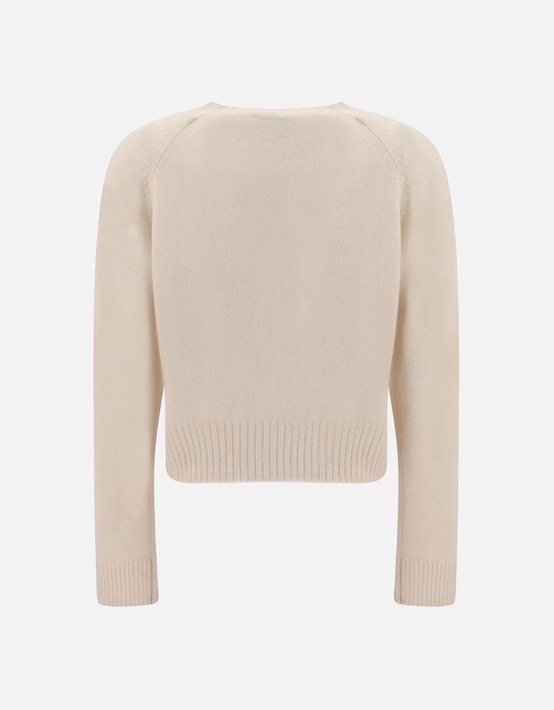 Cashmere Sweater with Ribbed Crew Neck Women - Cream