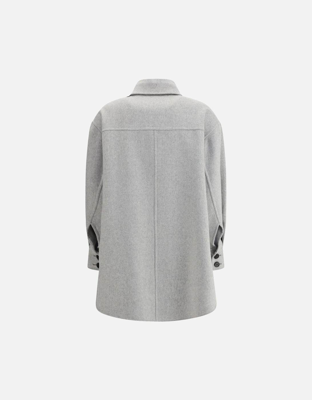 Short Shirt Coat with Classic Collar and Patch Pockets Women - Gray