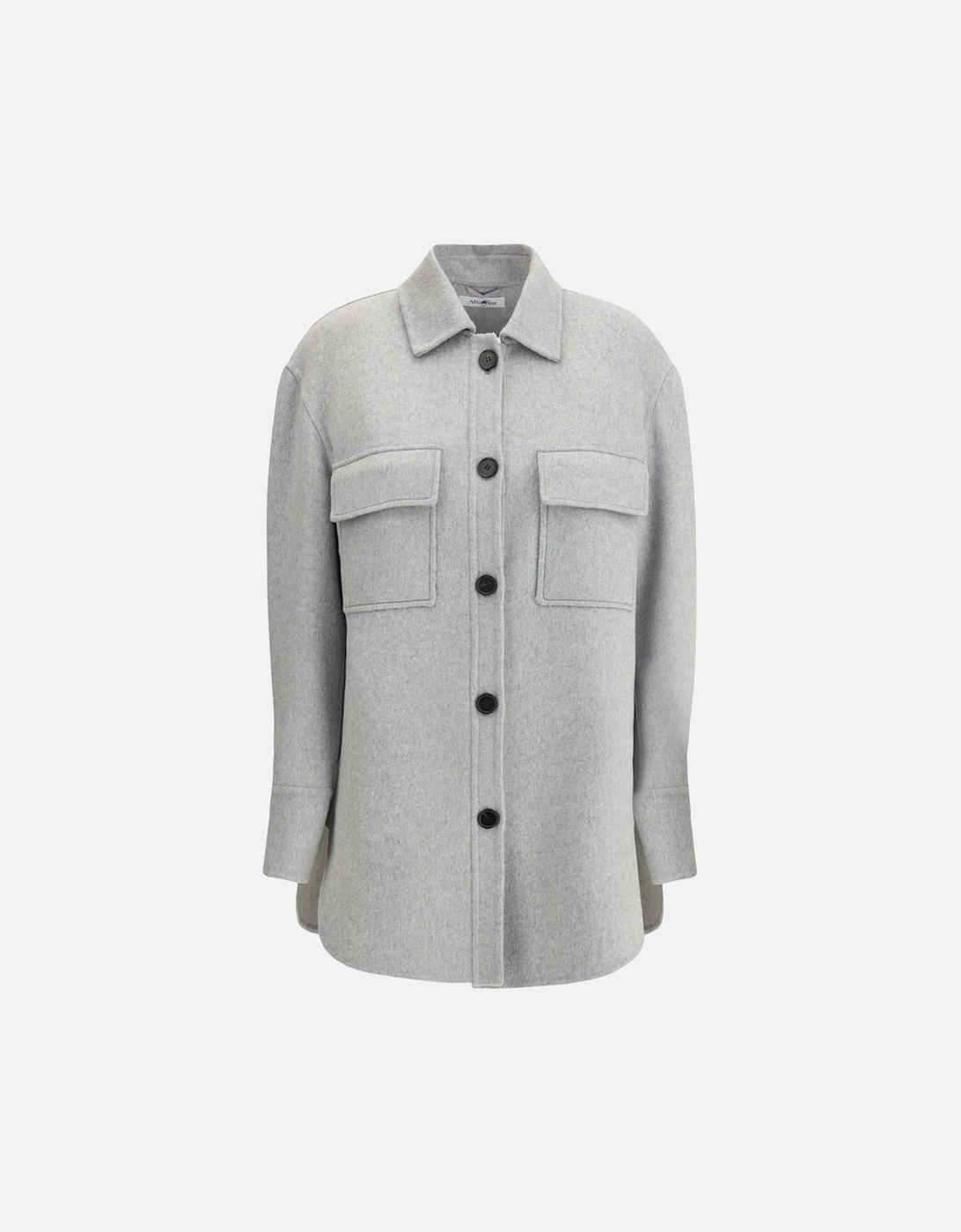 Short Shirt Coat with Classic Collar and Patch Pockets Women - Gray, 4 of 3