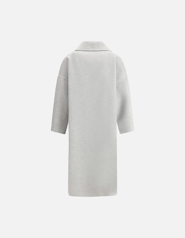 Double-Breasted Long Coat with Wide Lapel Women - Gray Jackets
