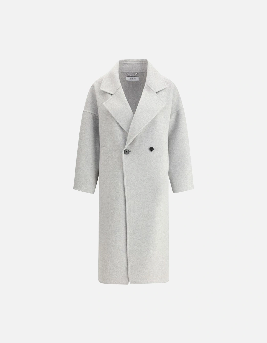 Double-Breasted Long Coat with Wide Lapel Women - Gray Jackets, 4 of 3