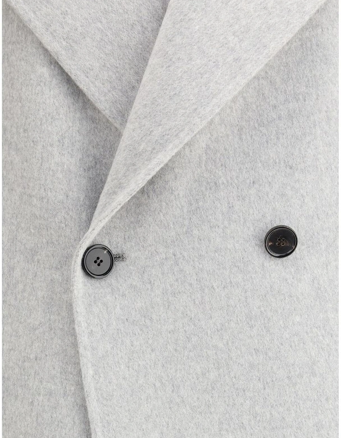 Double-Breasted Long Coat with Wide Lapel Women - Gray Jackets