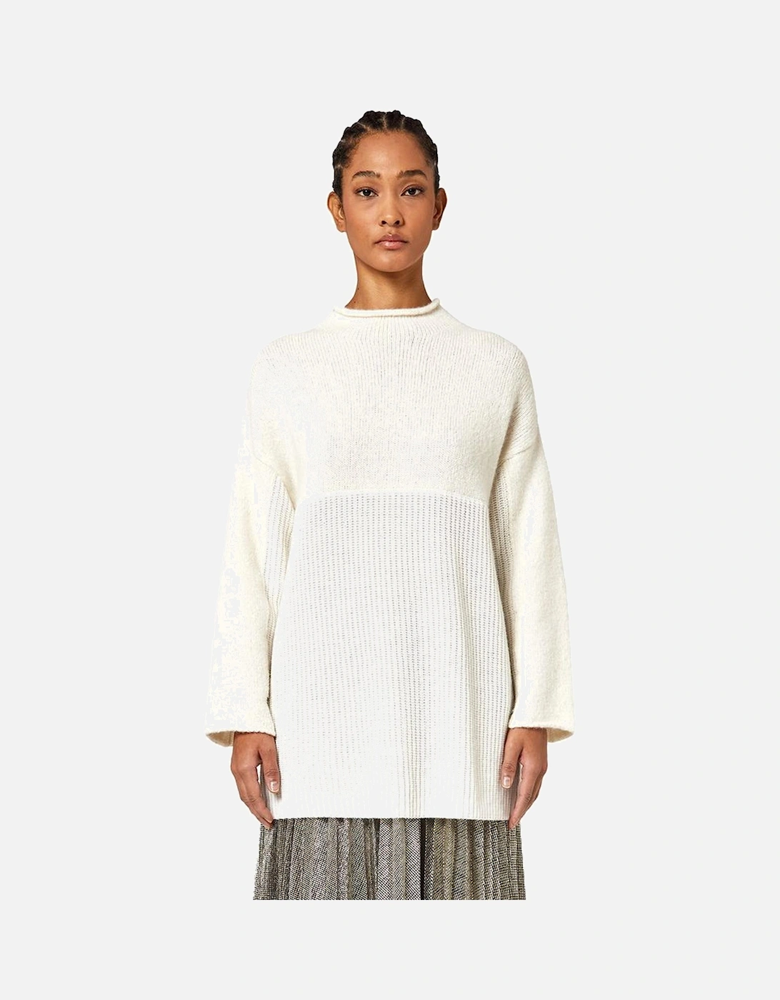 Oversized Wool Blend High Neck Sweater Women - White, 5 of 4