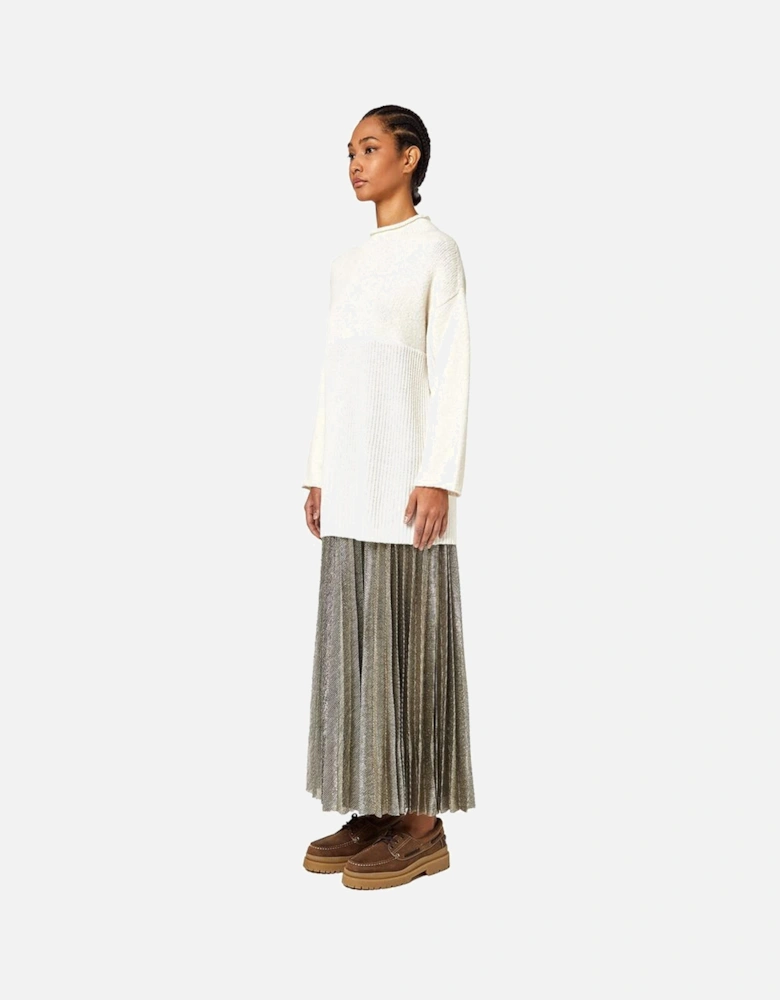 Oversized Wool Blend High Neck Sweater Women - White