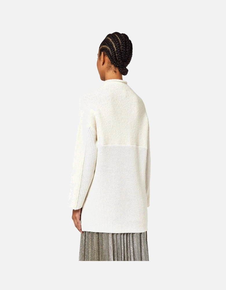 Oversized Wool Blend High Neck Sweater Women - White