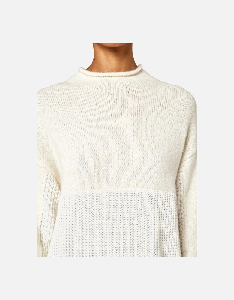 Oversized Wool Blend High Neck Sweater Women - White