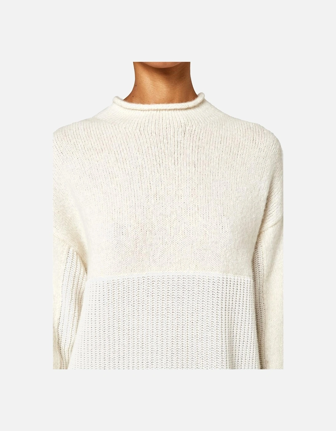 Oversized Wool Blend High Neck Sweater Women - White