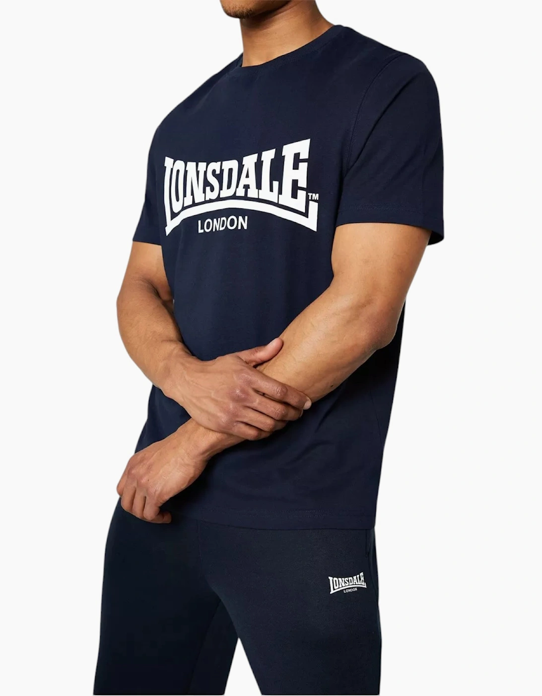 Lonsdale Lonsdale Mens T Shirts Essential Logo Crew Neck Tee - Navy