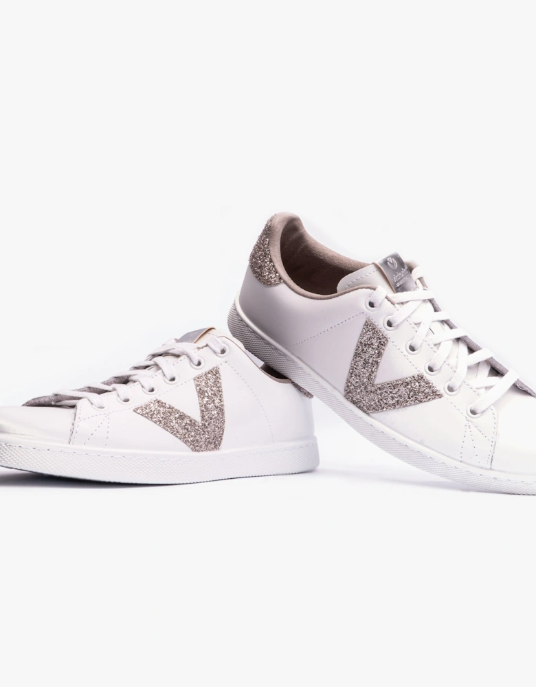 TENIS LEATHER & GLITTER SWIRLS Womens Trainers Nude