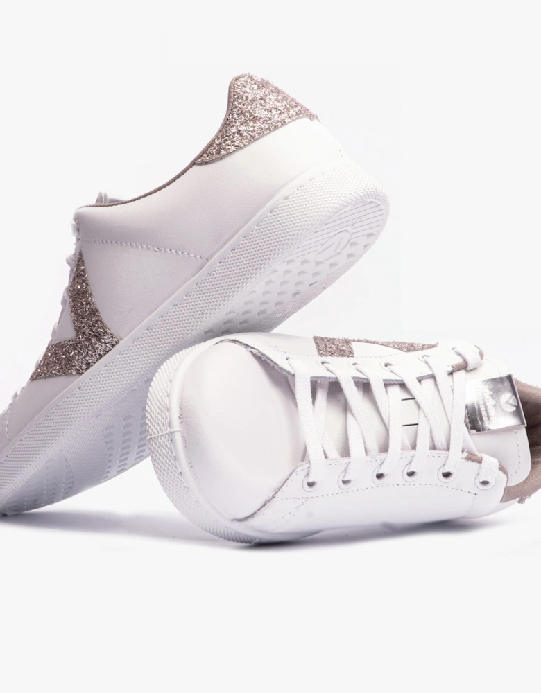 TENIS LEATHER & GLITTER SWIRLS Womens Trainers Nude