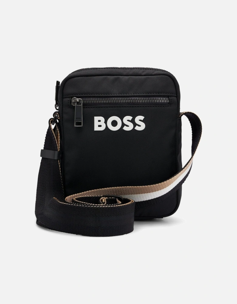 BOSS Orange Catch 3.0 Mens Crossbody Bag with Signature-Stripe Strap NOS