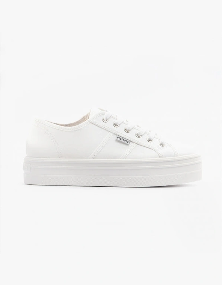 BARCELONA Womens Platform Canvas Trainers White