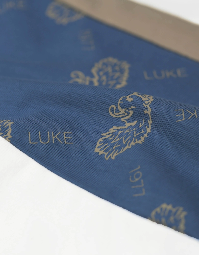 Luke1977 Lions Den Overprint T-Shirt - White/ Denim Blue