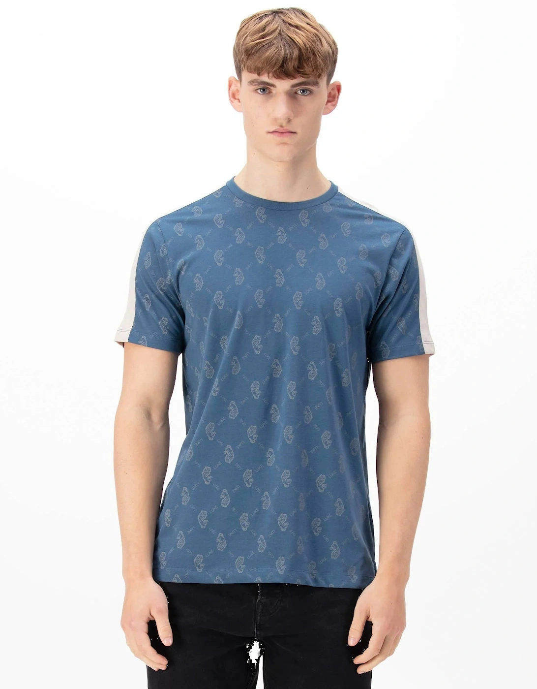 Luke1977 Ramos Overprint T-Shirt - Denim Blue