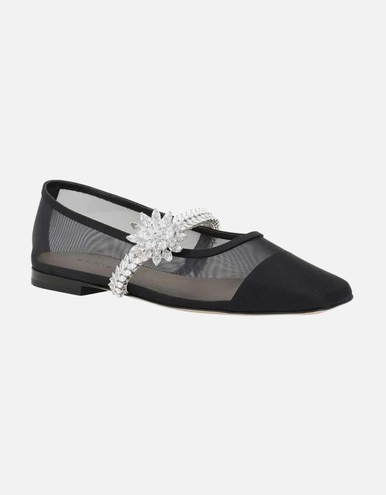 Lotus Flower Ballerinas Women - Black Flats