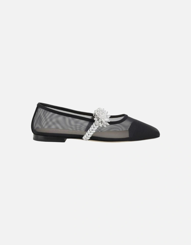 Lotus Flower Ballerinas Women - Black Flats