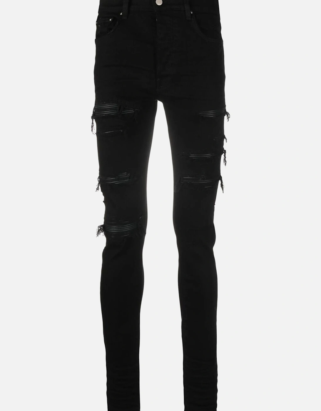 Leather Thrasher Ripped Jeans in Black, 8 of 7