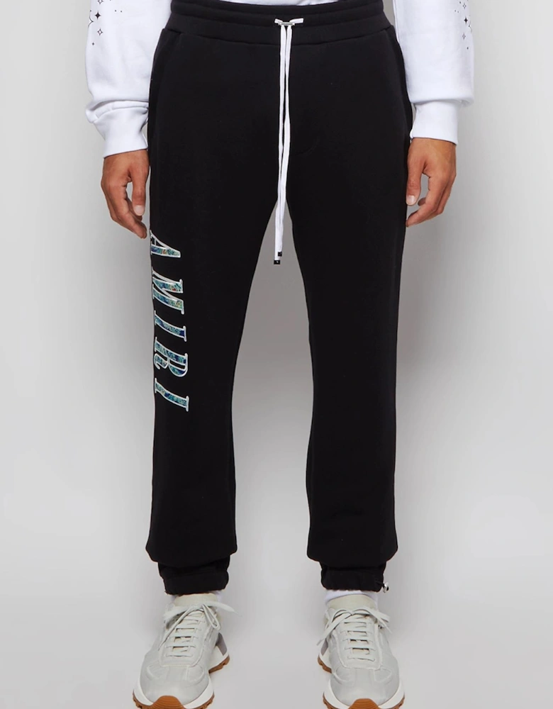 Paisley Applique Logo Joggers in Black