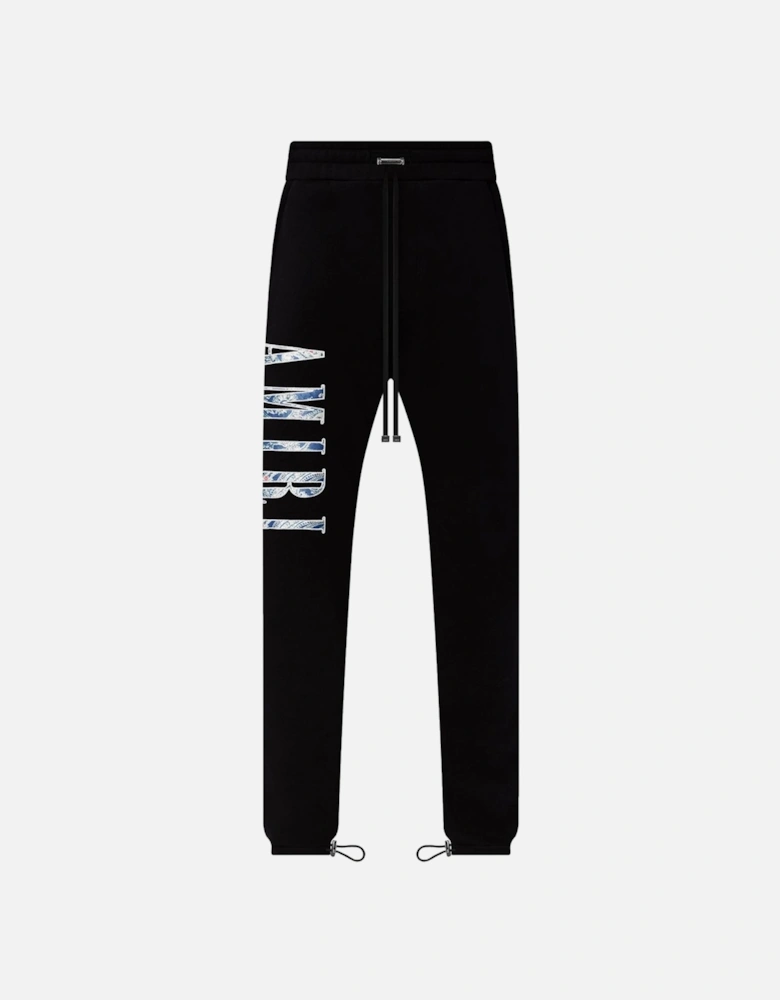 Paisley Applique Logo Joggers in Black