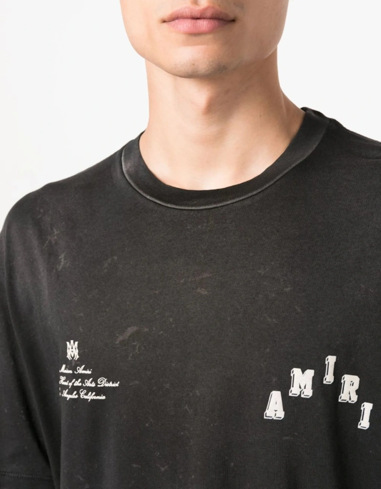 Vintage Collegiate Staggered Logo T-Shirt in Black