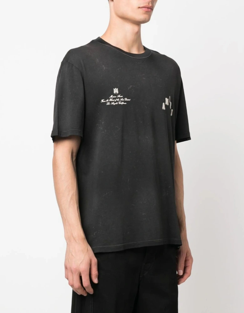 Vintage Collegiate Staggered Logo T-Shirt in Black