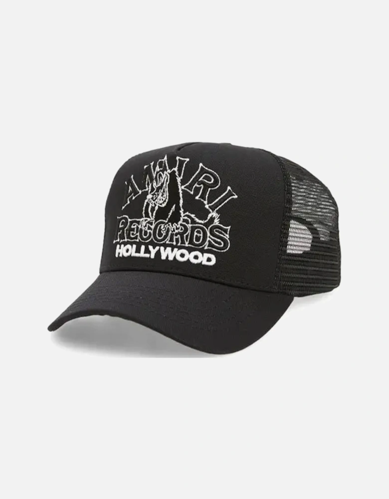 Wolf Records Embroidered Trucker Cap in Black