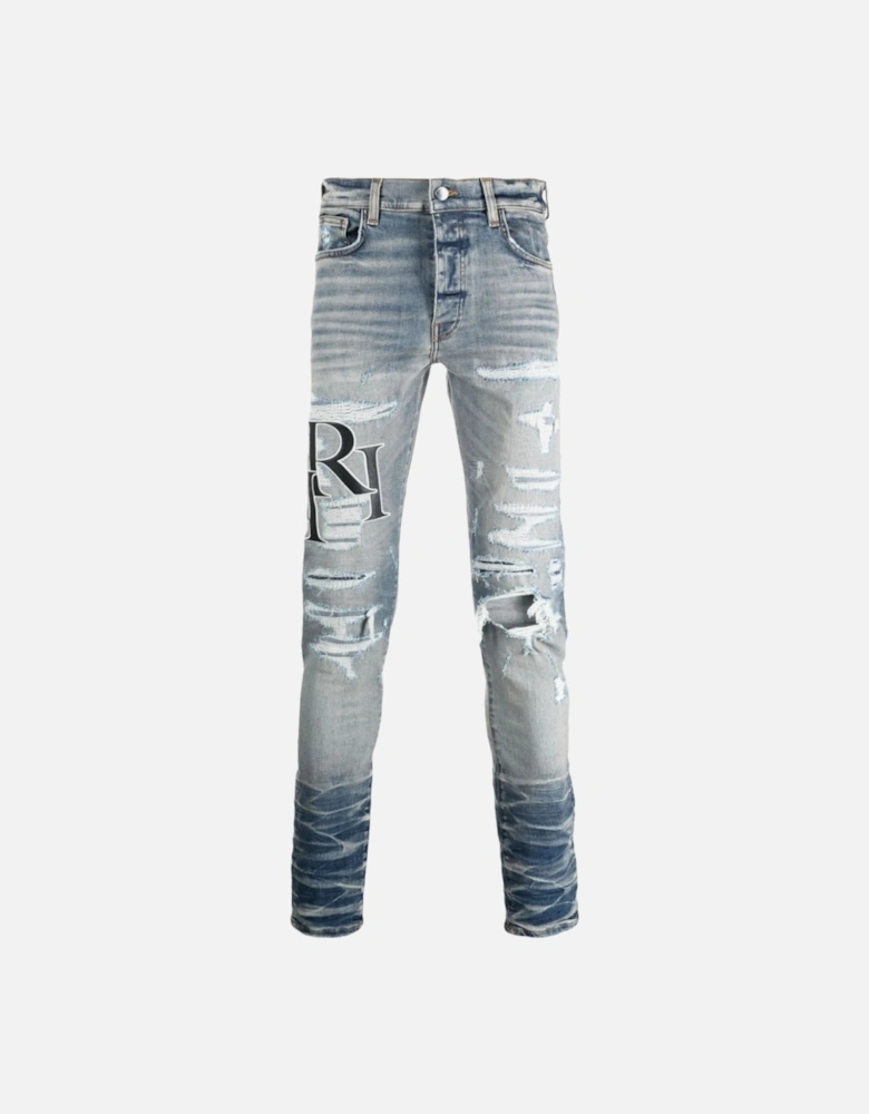 Staggered Logo Vintage Jeans in Blue