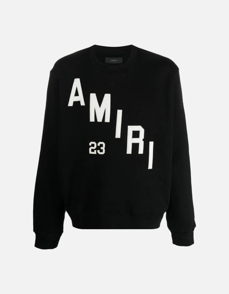 Hockey Embroidered Crew Sweatshirt in Black