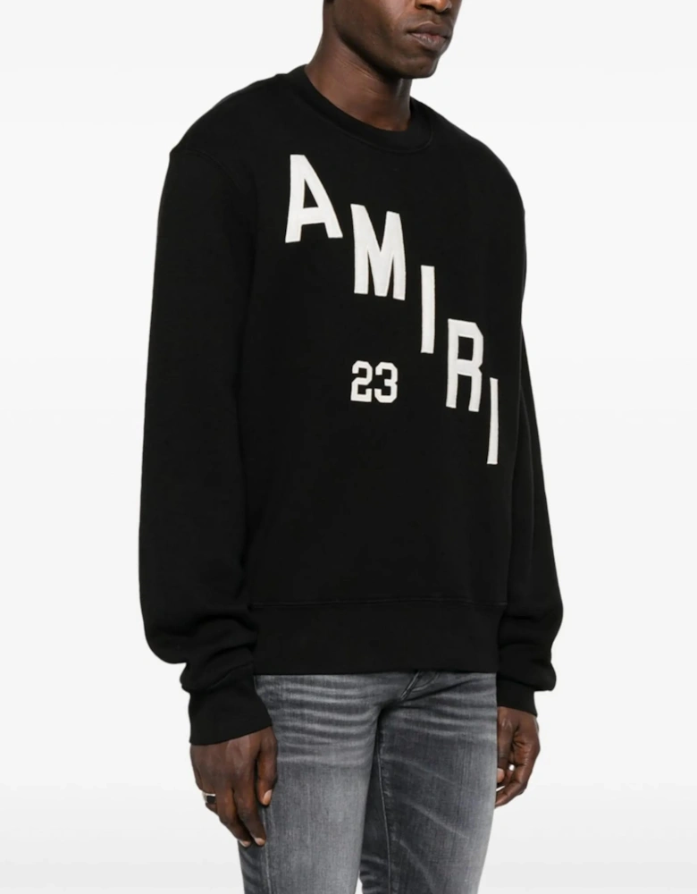 Hockey Embroidered Crew Sweatshirt in Black